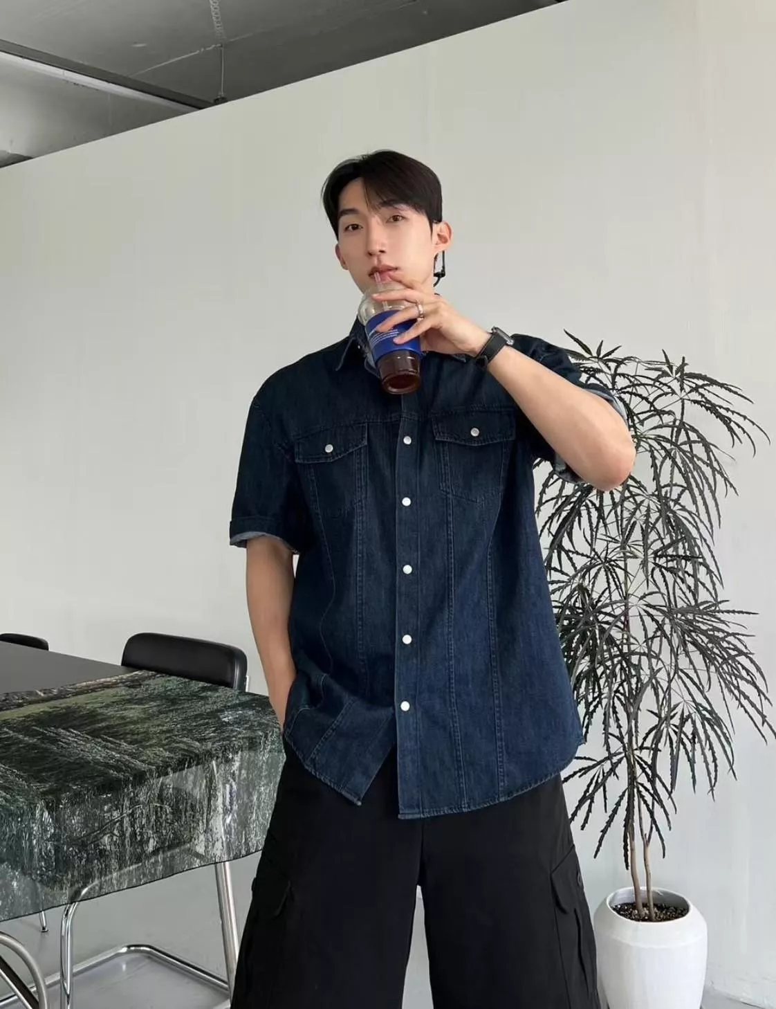 Skyler🇰🇷 WAYNE 雙口袋短袖襯衫