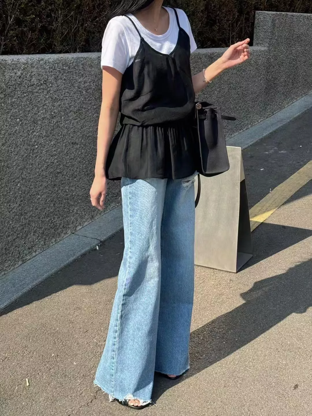 Skyler🇰🇷 藍調破洞直筒褲