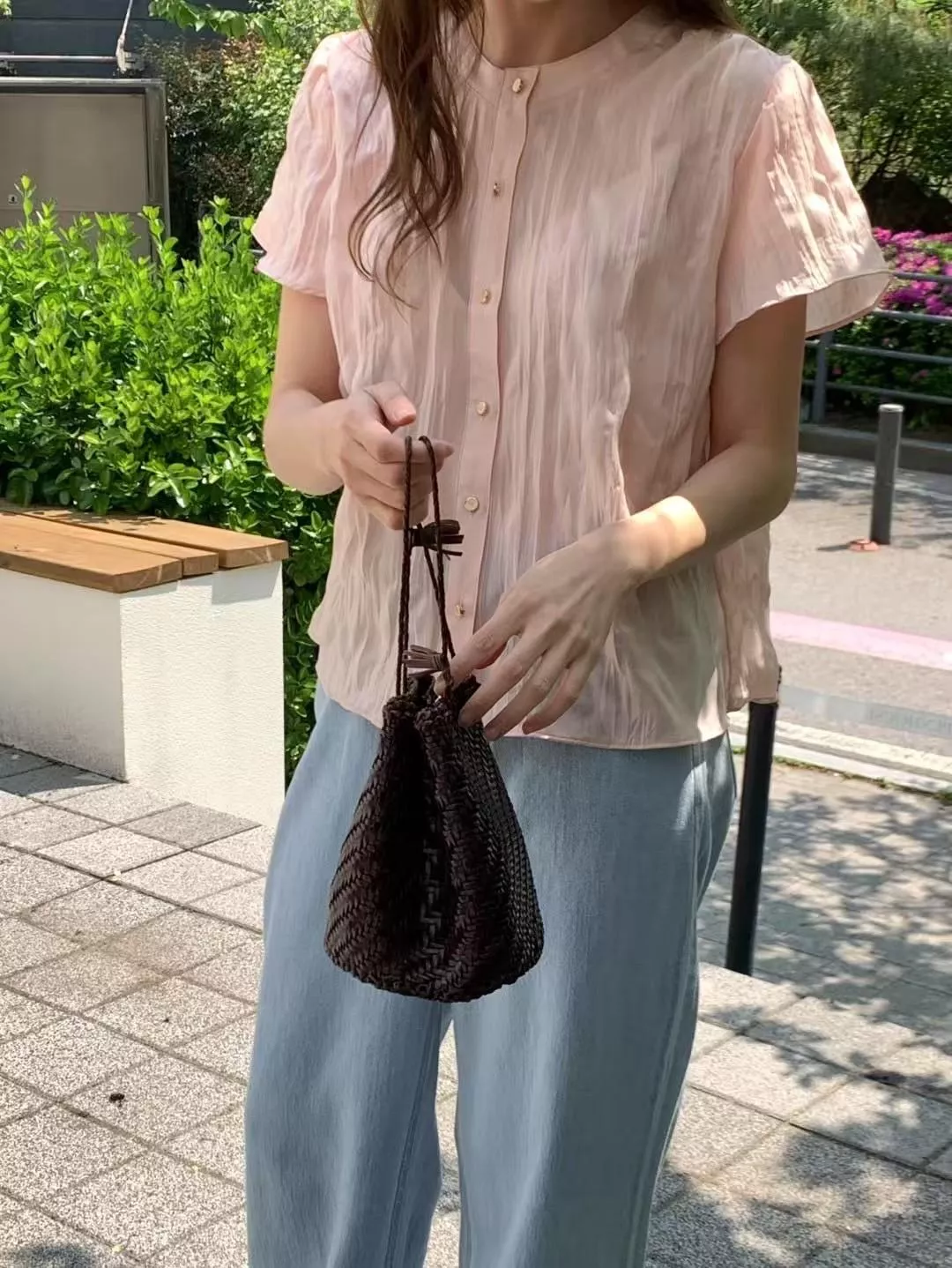 Skyler🇰🇷 皺皺質感排釦短袖上衣