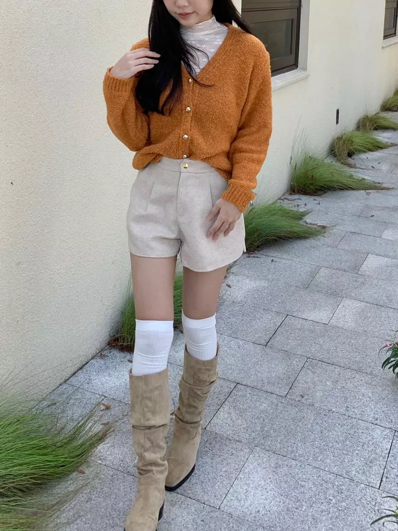 離不開的軟糯百搭毛呢短褲（奶茶杏）｜秋冬款｜百搭