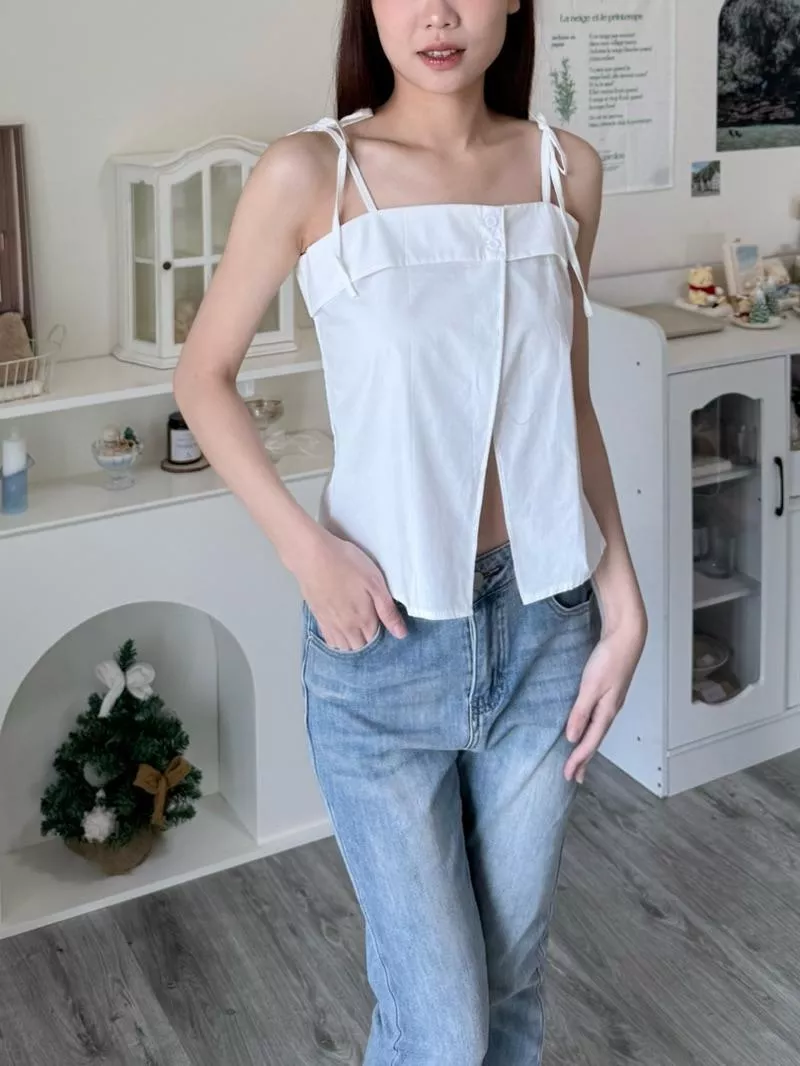 留白分界開衩設計吊帶｜出遊｜咖啡廳