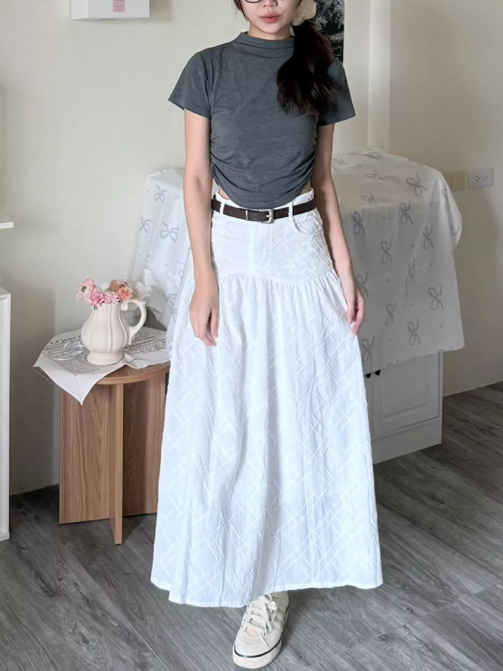 白日散步菱格長裙｜不易皺百搭款｜旅遊｜約會