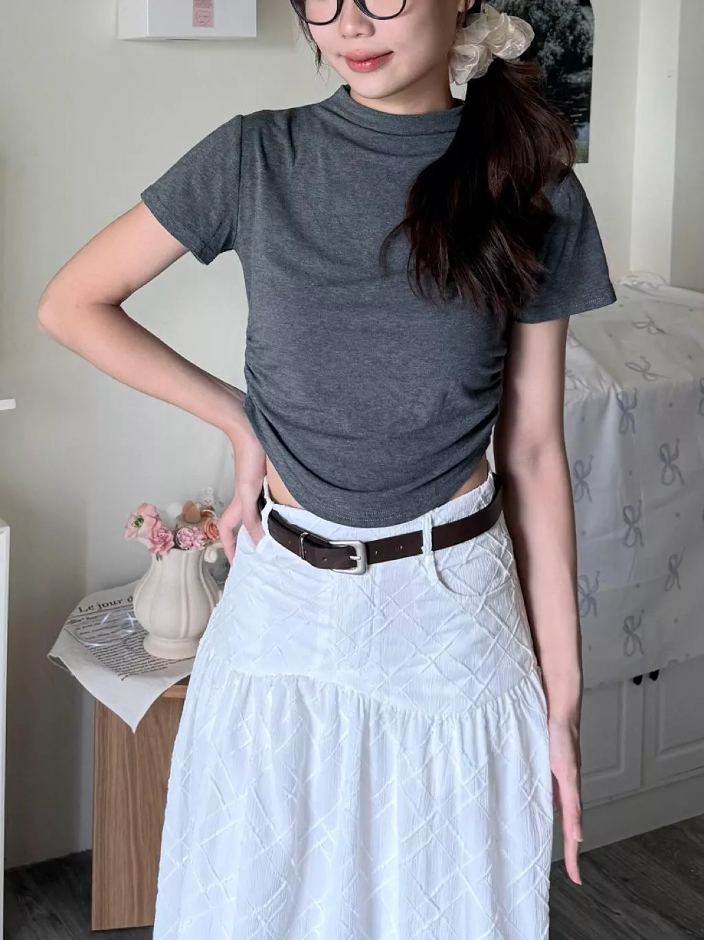 質感深灰鬆弛感顯瘦修身上衣｜日常百搭