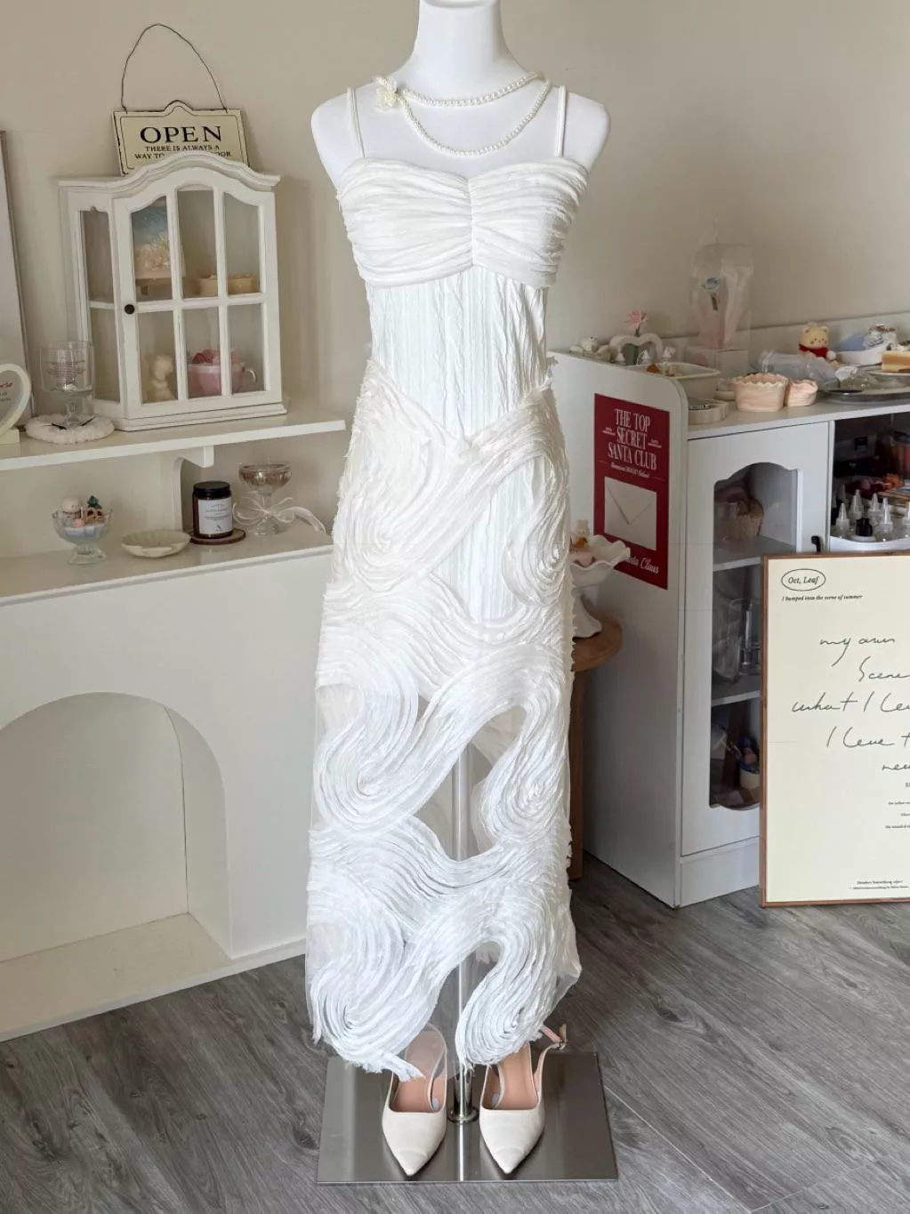 [現貨] 莫內花園立體波紋透膚長洋裝|婚禮｜出國渡假