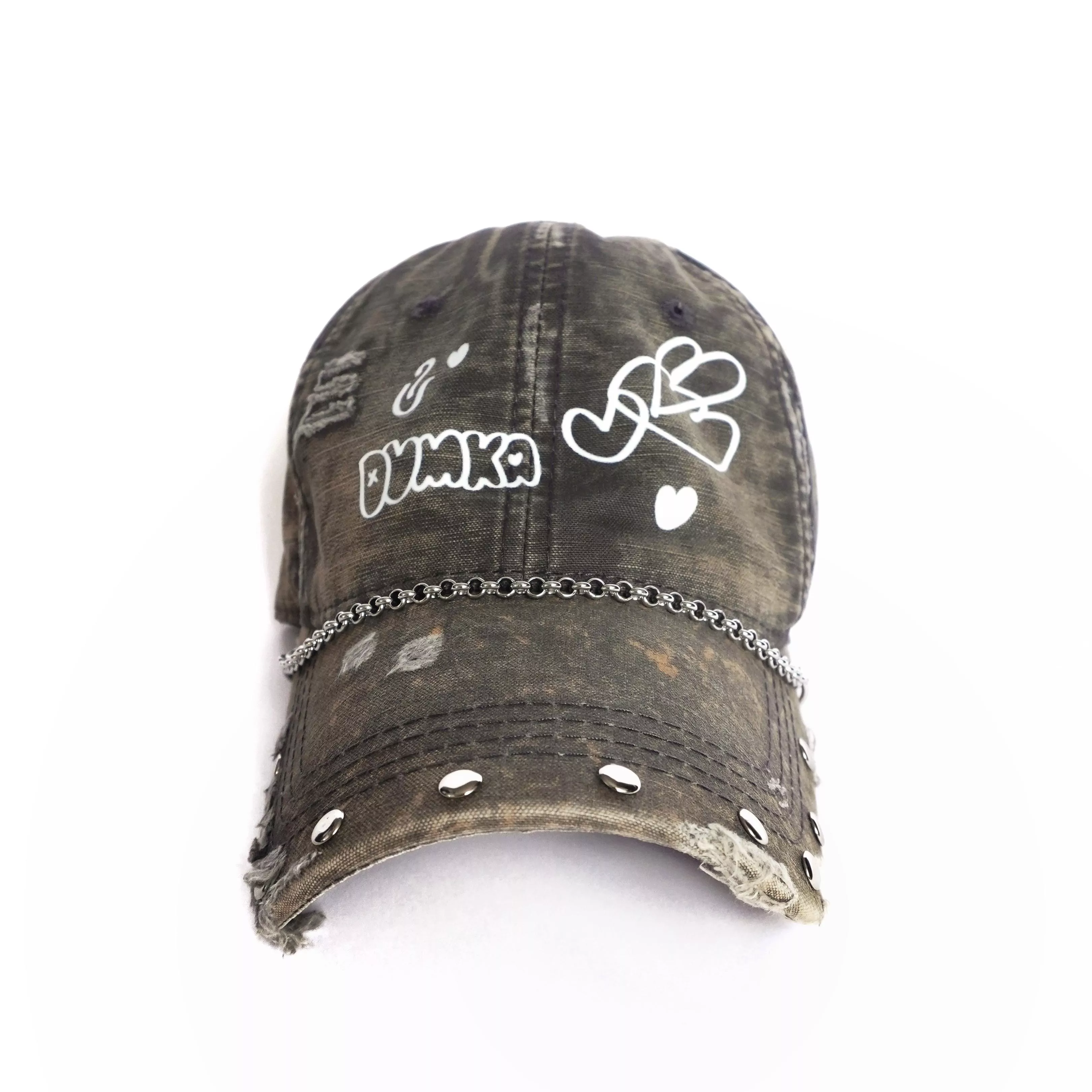 A03｜卯釘燙印鴨舌帽—卡其刷舊款