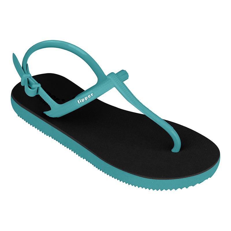 Fipper Strappy Black,Turquoise/Turqouise 天然橡膠 女鞋 拖鞋  沙灘鞋 涼鞋