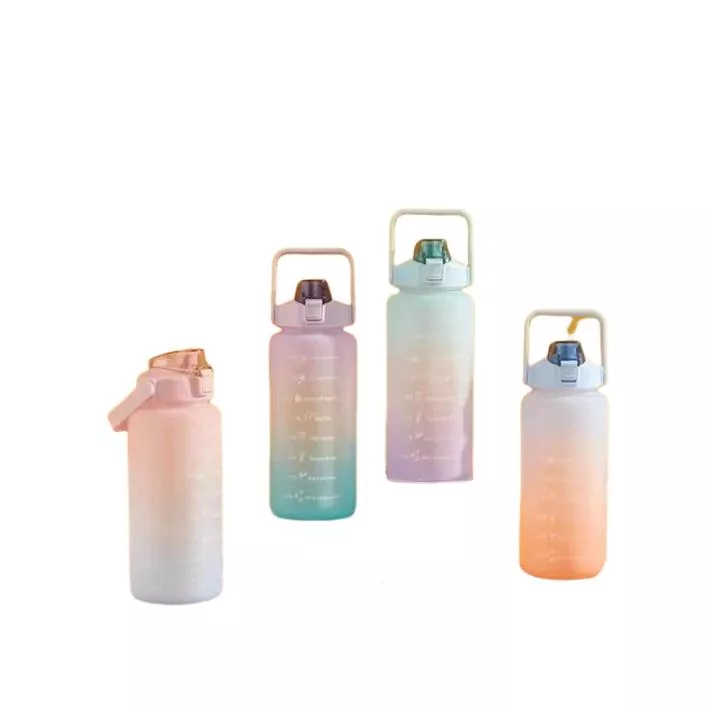 漸層彈跳吸管水壺 2000ml(顏色隨機出貨）超耐摔水壺 運動水壺 運動水杯 安全水杯 便攜水壺 水杯 水壺
