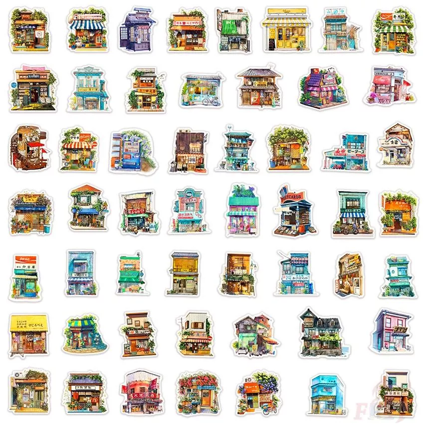 50 個 / 套 ❉ 日本北海道街店系列 01 復古房屋貼紙 ❉ 防水 DIY 時尚貼花塗鴉貼紙