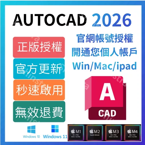 AUTOCAD 2026 2025 2024 CAD 正版授權 訂閱 綁定信箱 支援 win mac電腦 手機 平板