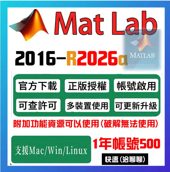Mathworks MATLAB R2026a R2025a商業 數學 演算法  統計 軟體 WIN / MAC