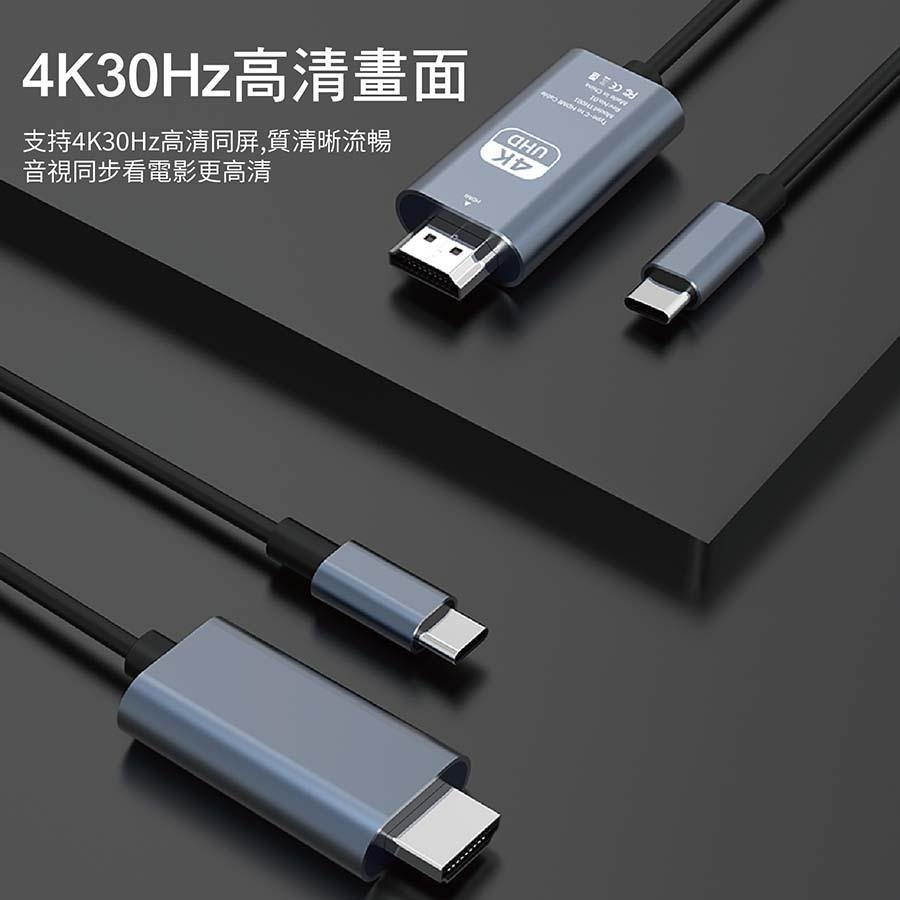 認證授權 Type-C 轉 HDMI 4K 轉接線 | 傳輸線 適用iPad iPhone15 Macbook 外接螢幕