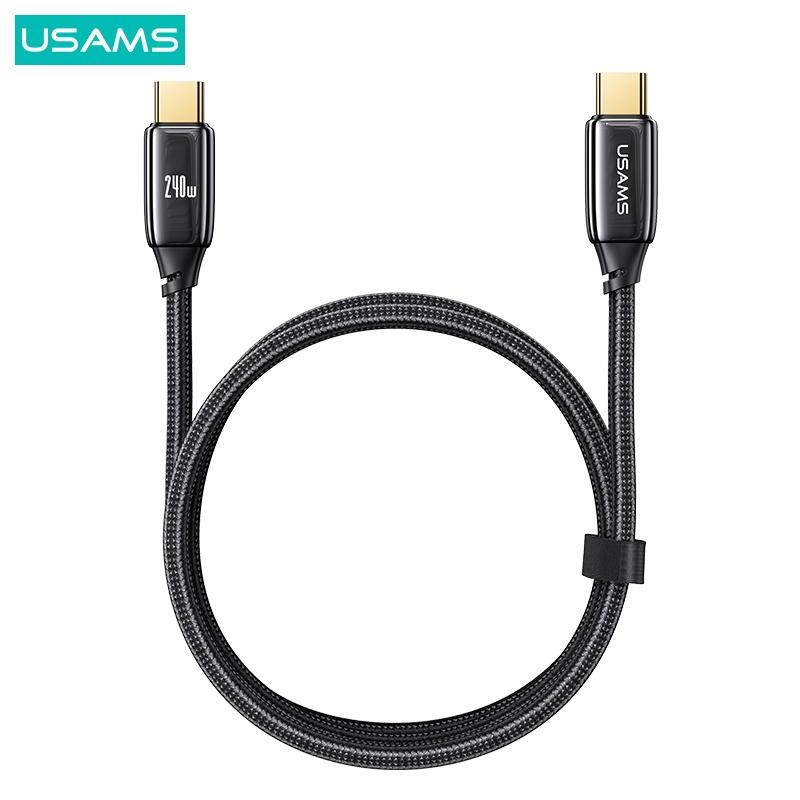 USAMS 240W PD3.1鋅合金數據線 Type-C To C | 黑金 編織線 快充 筆電 適用 iPhone