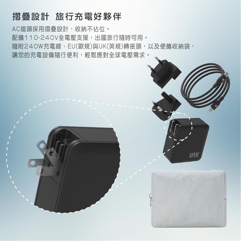 Wephone 165W氮化鎵4 孔快充充電器 | 快充頭 3 USB-C+USB-A  GaN氮化鎵 PPS BSMI