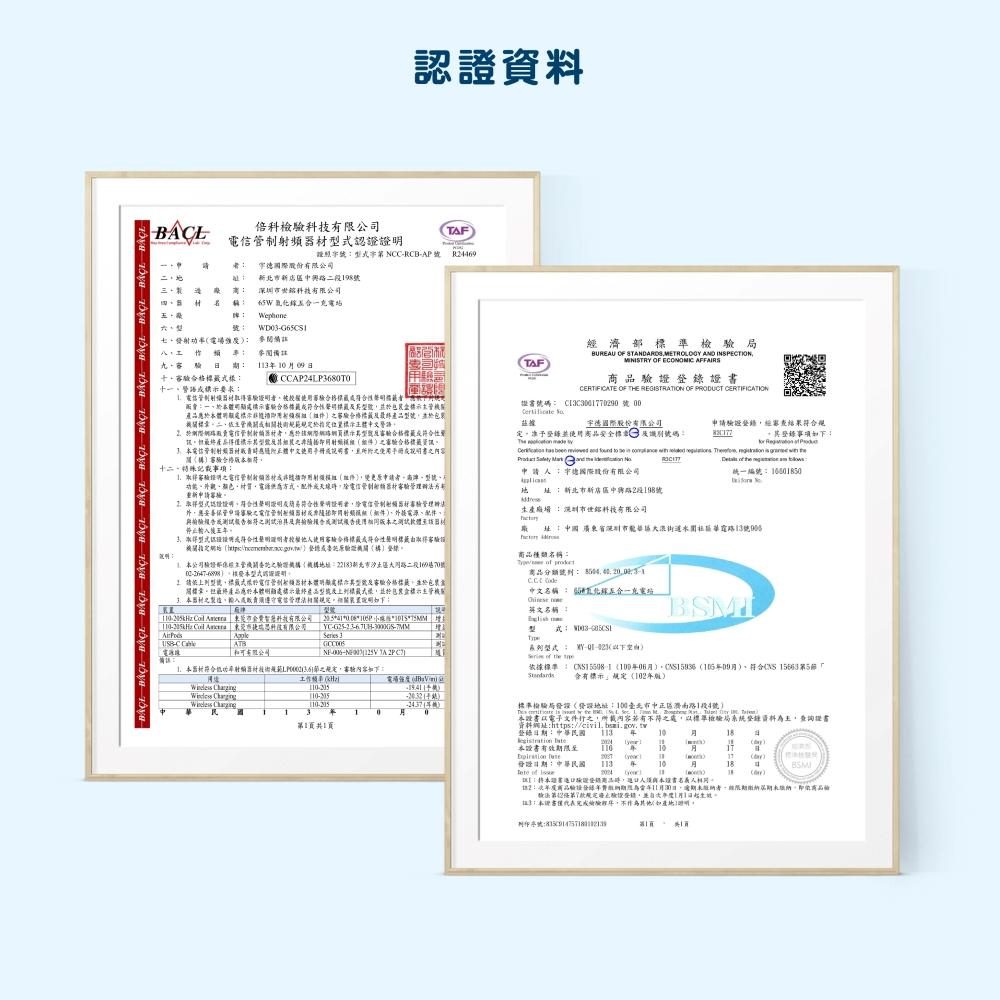 【Wephone】65w氮化鎵五合一充電站 | BSMI NCC 安全認證 PPS充電技術 防火外殼