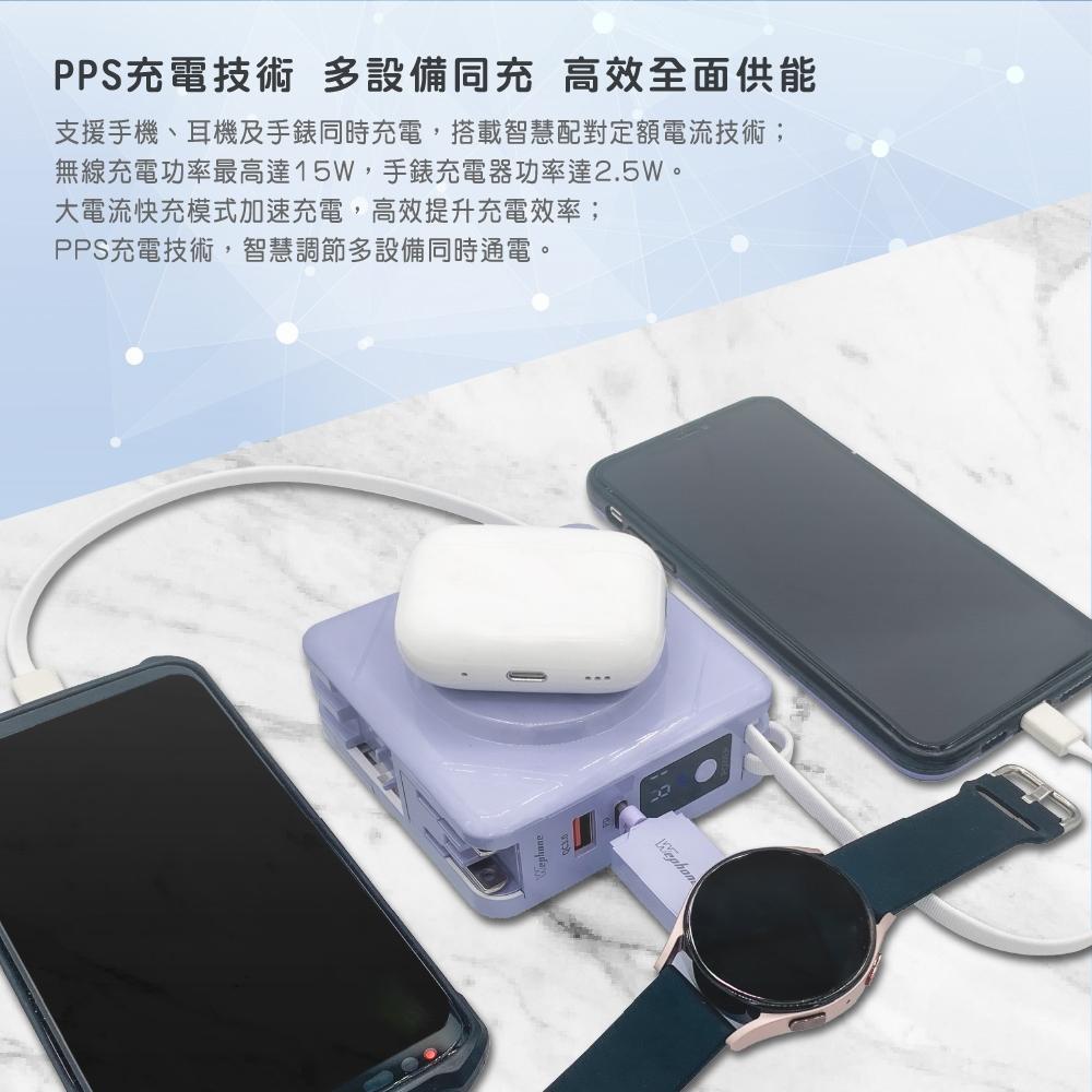【Wephone】10000mAh 7+1 無線充電行動電源（附隨身收納袋）| BSMI、NCC安全認證 手錶無線充電