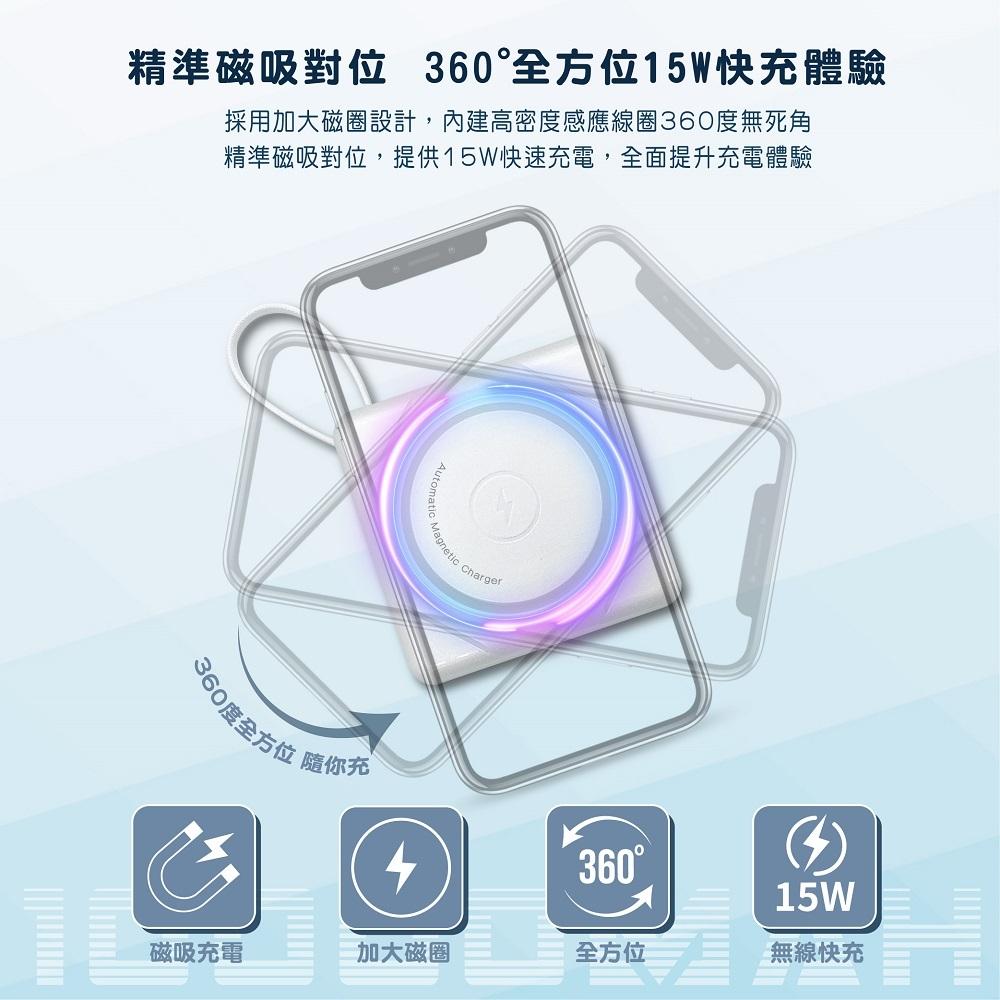 Wephone 七合一 無線充電 行動電源 | 多功能行動電源 快充 magsafe 萬能充 自帶充電線 二代