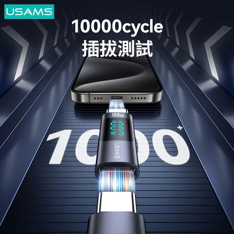 USAMS 100W C轉C 鋁合金功率數顯轉接頭 | PD快充 充電 傳輸 智能數顯 鋁合金 小巧 Type-C 轉換