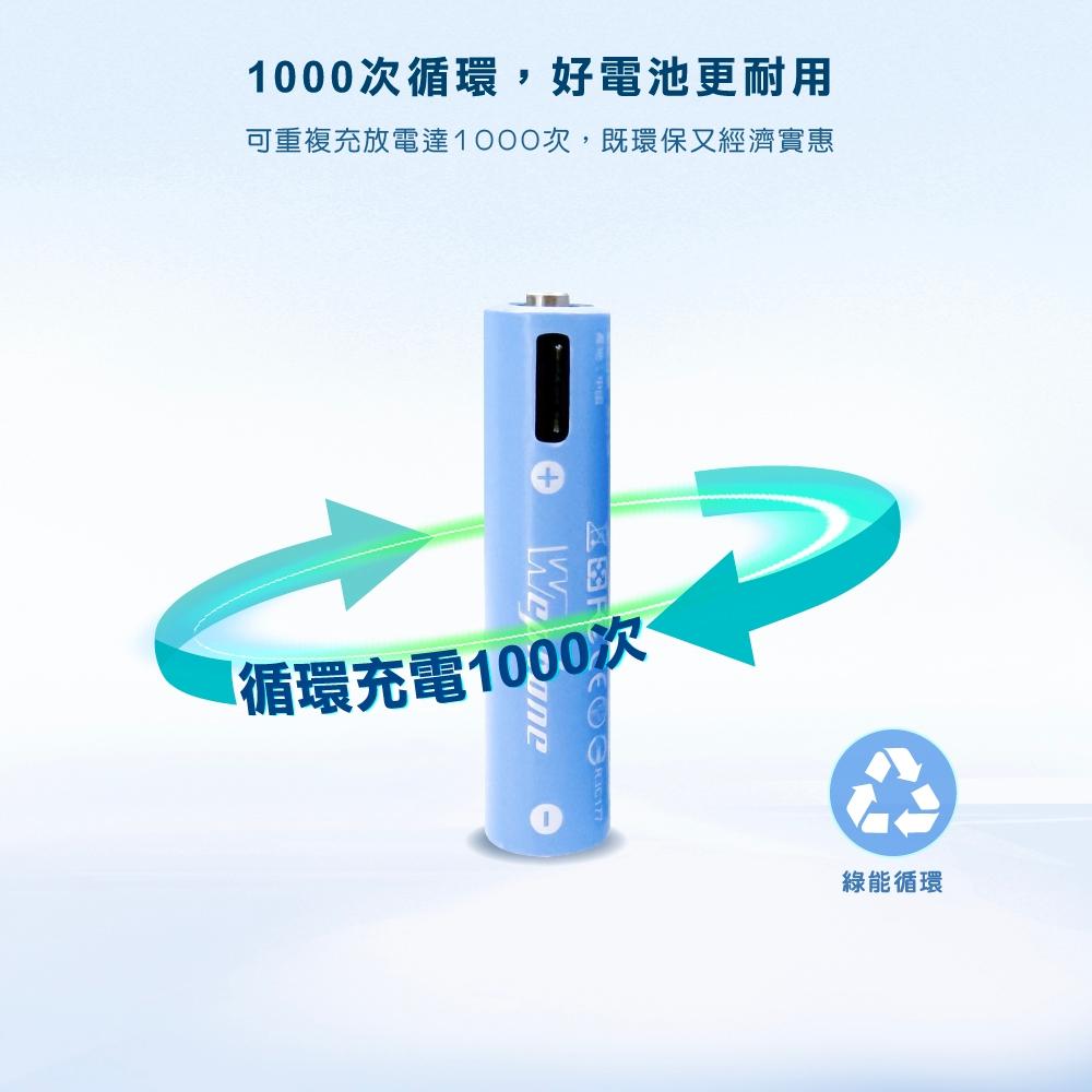 USB-C 可充式 鋰電池4入組 | 商檢認證 Wephone 充電電池 4號 四號電池  USB 快充