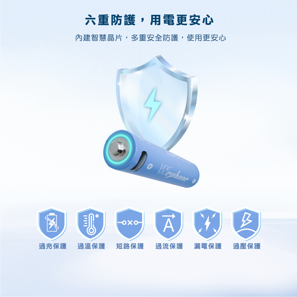 USB-C 可充式 鋰電池4入組 | 商檢認證 Wephone 充電電池 3號 三號電池  USB 快充