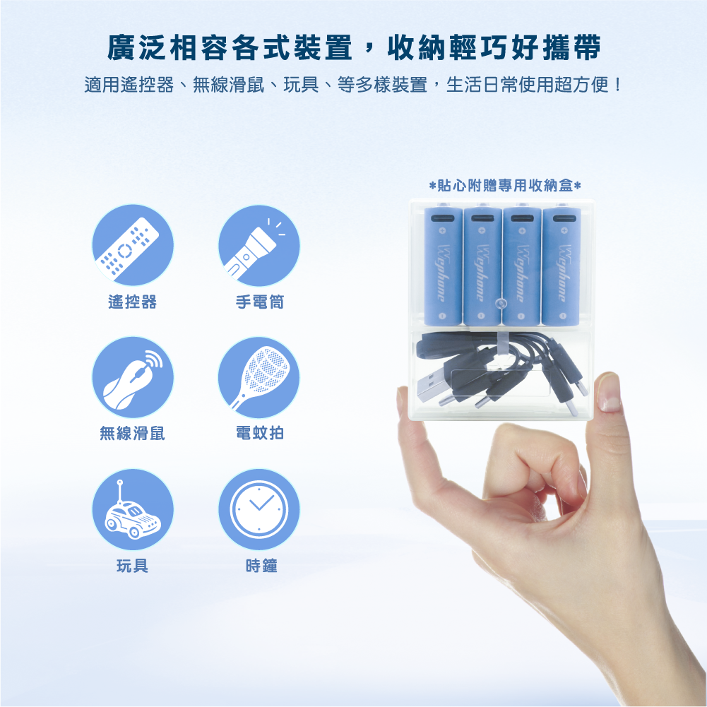USB-C 可充式 鋰電池4入組 | 商檢認證 Wephone 充電電池 3號 三號電池  USB 快充