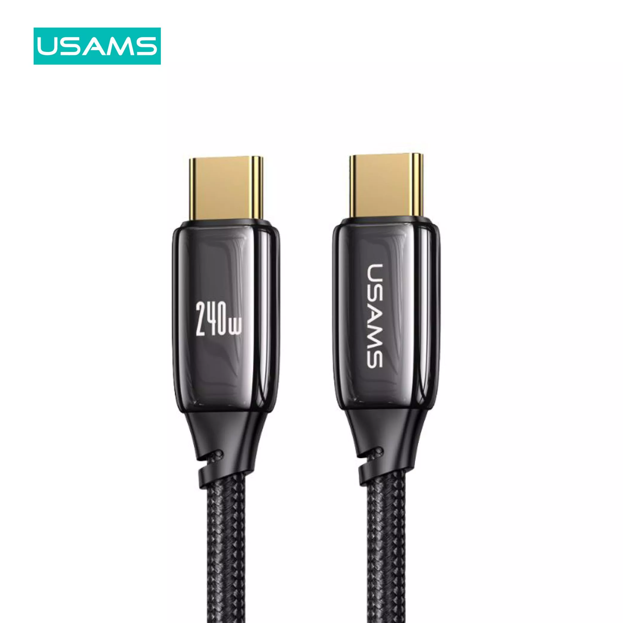 USAMS 240W PD3.1鋅合金數據線 Type-C To C | 黑金 編織線 快充 筆電 適用 iPhone