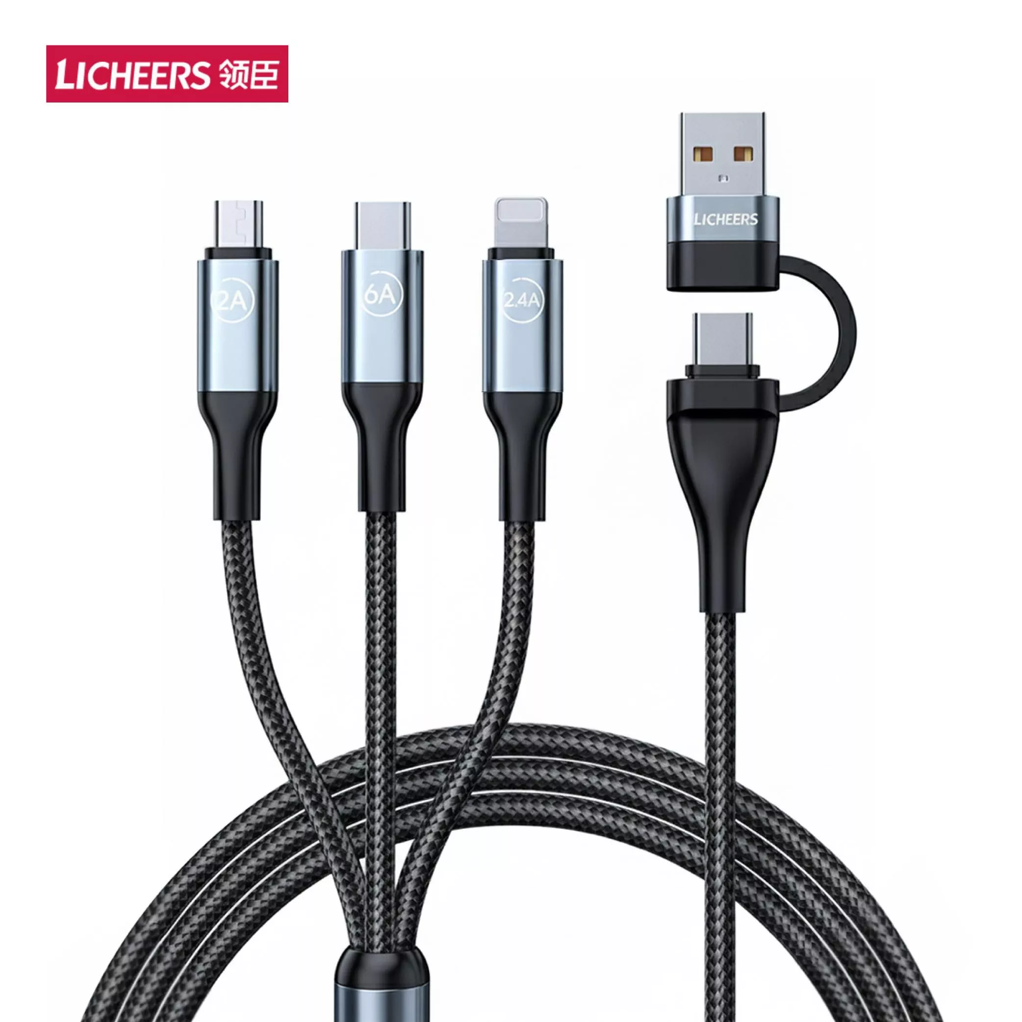LICHEERS 領臣 鋁合金快充數據線 充電線 傳輸線 三合一 轉接線