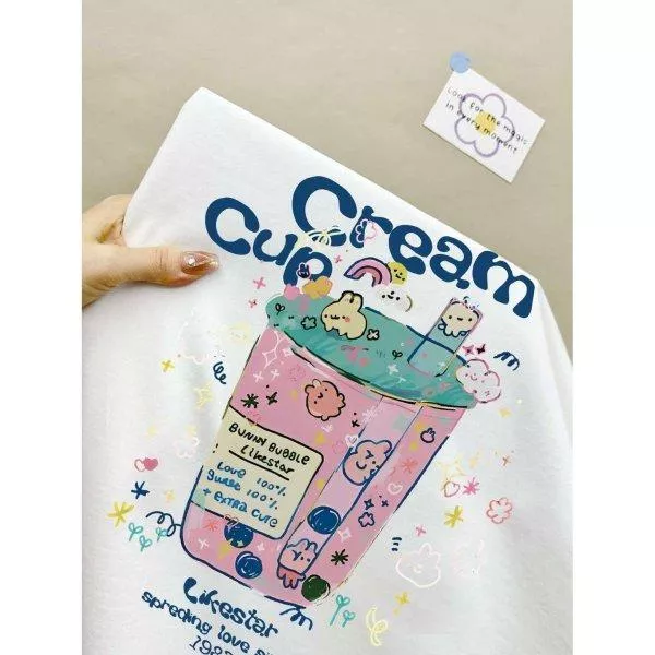 創意印花珍珠奶茶短袖