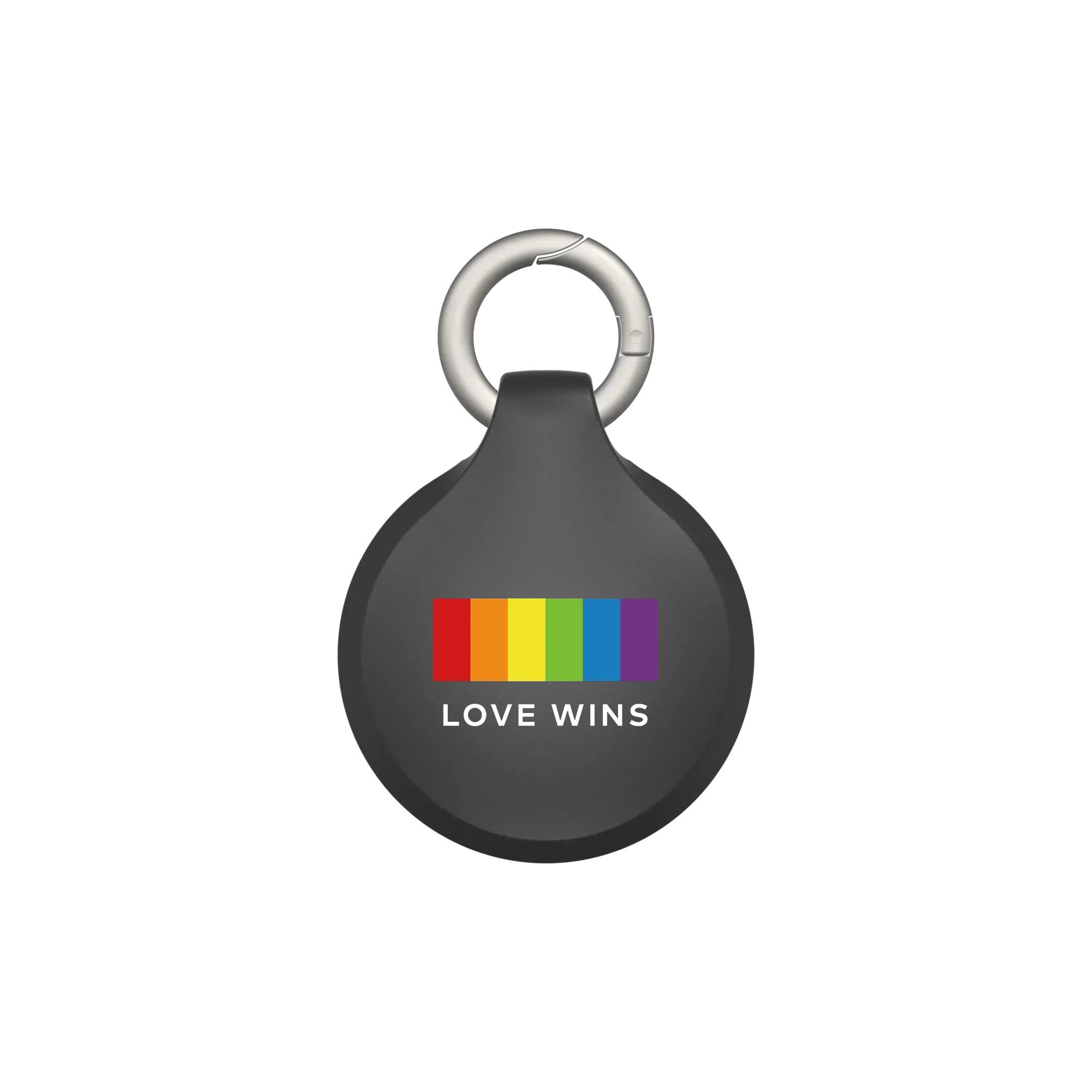 犀牛盾 Apple AirTag 保護殼 防丟保護套 附兩組掛環 【獨家設計款】 - 黑色 - Love wins-Not alone