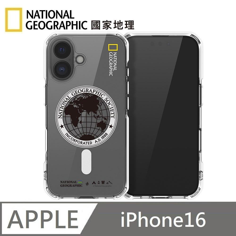 National Geographic 國家地理 Rugged 磁吸防摔保護殼 Magsafe磁吸 適用 iPhone 16 - 全球印章白