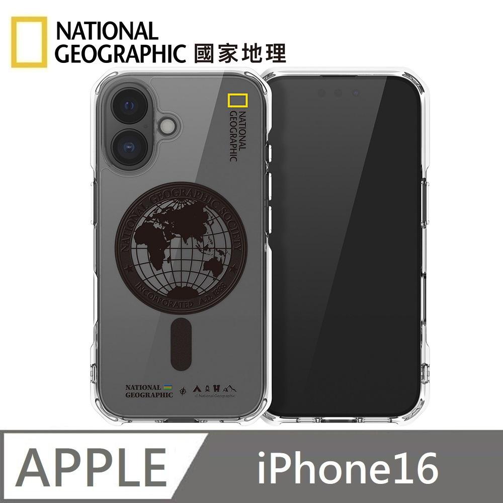 National Geographic 國家地理 Rugged 磁吸防摔保護殼 Magsafe磁吸 適用 iPhone 16 - 全球印章黑