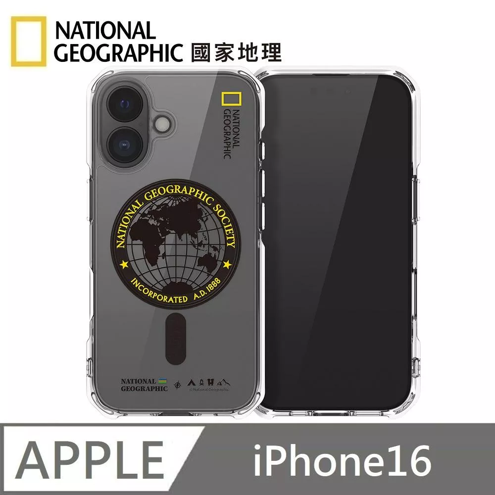 National Geographic 國家地理 Rugged 磁吸防摔保護殼 Magsafe磁吸 適用 iPhone 16 - 全球印章黃