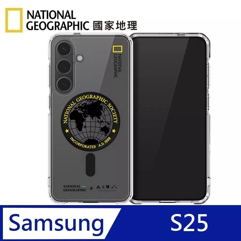 National Geographic 國家地理 Rugged 磁吸防摔保護殼 Magsafe磁吸 適用 Galaxy S25 - 全球印章黃