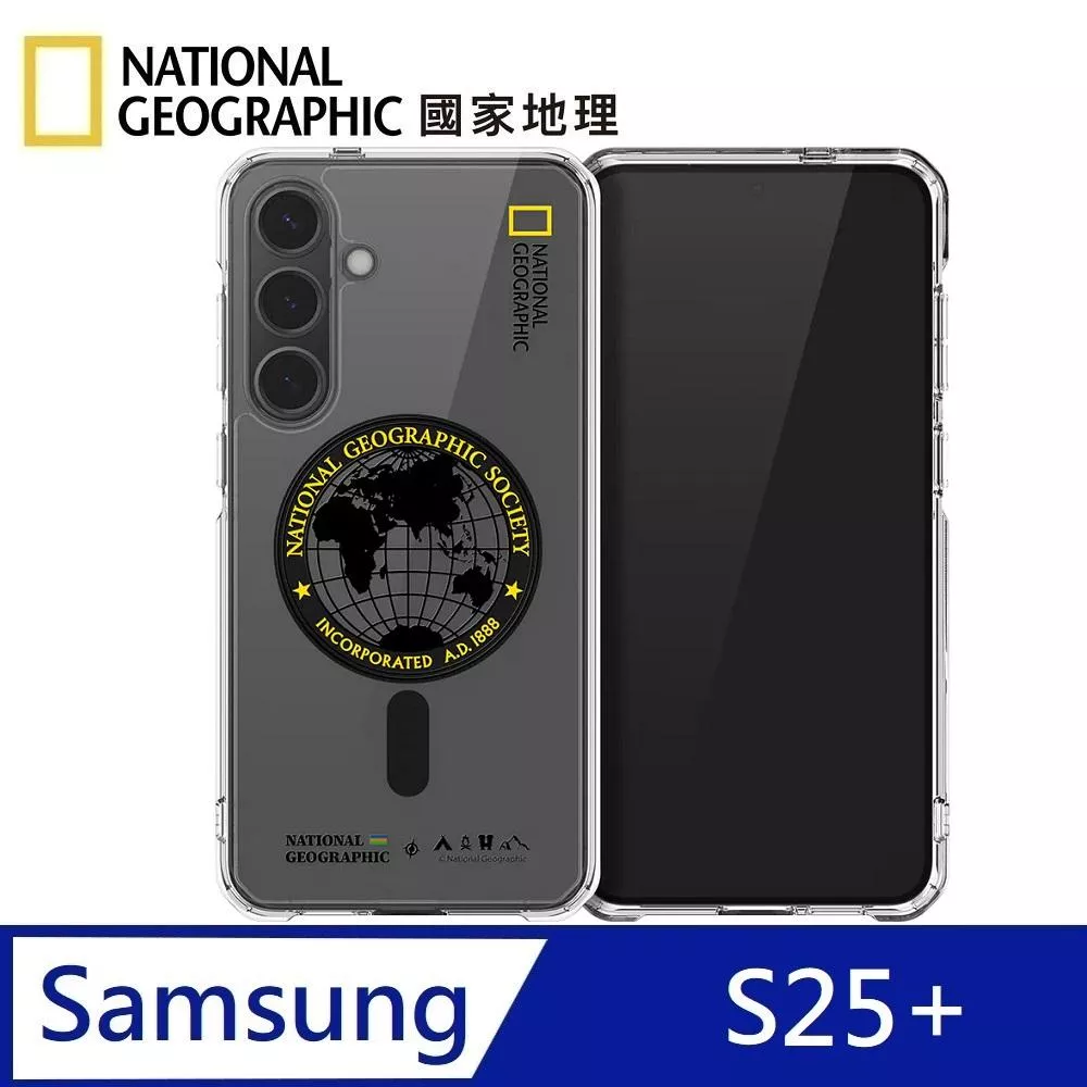 National Geographic 國家地理 Rugged 磁吸防摔保護殼 Magsafe磁吸 適用 Galaxy S25+ 全球印章黃