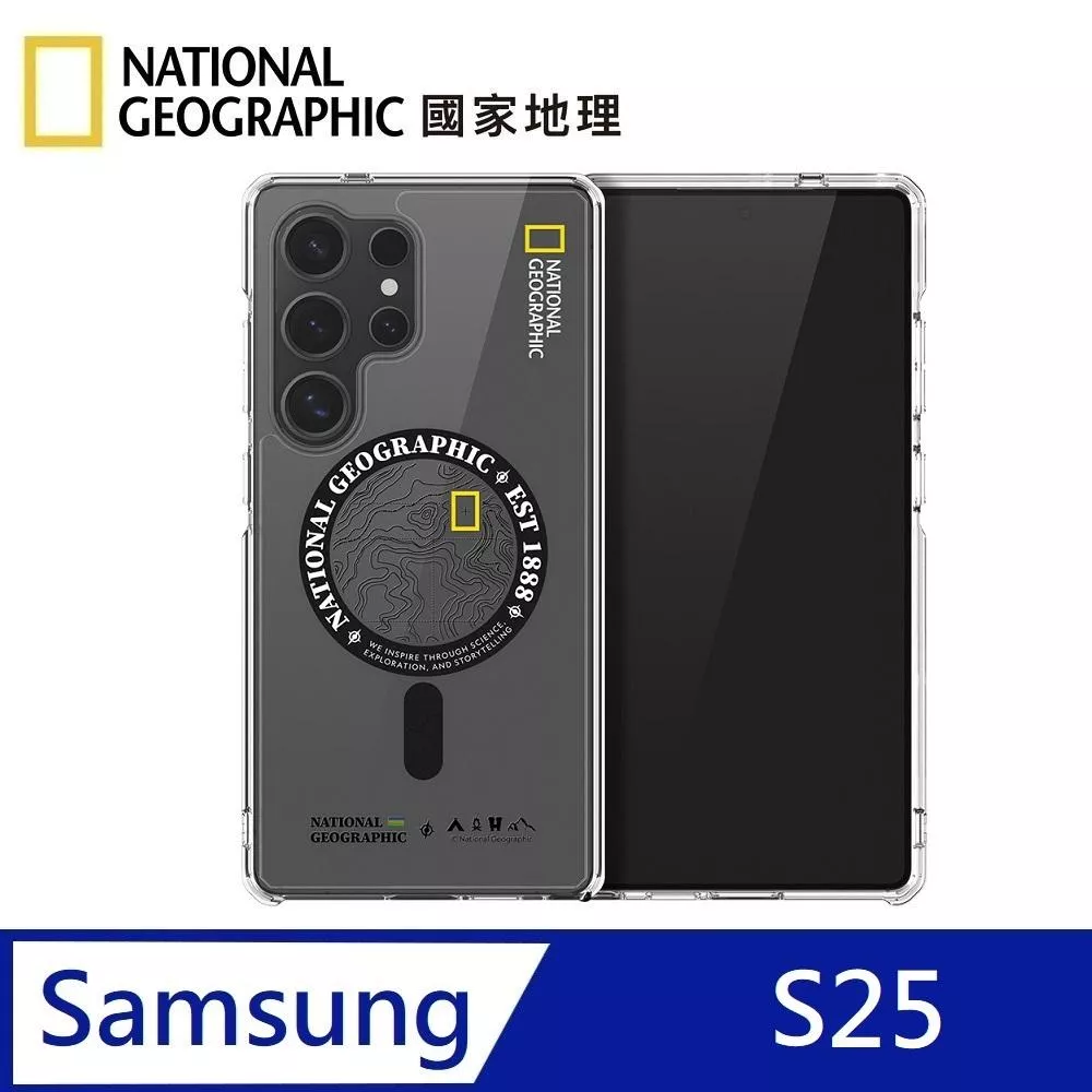 National Geographic 國家地理 Rugged 磁吸防摔保護殼 Magsafe磁吸 適用 Galaxy S25 - 地形黑