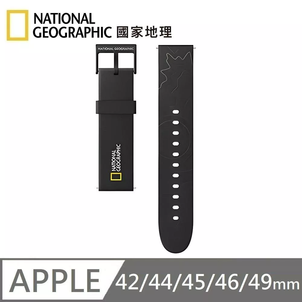 National Geographic 國家地理 Smart Apple Watch Strap 矽膠錶帶 適用 Apple Watch 42/44/45/46/49mm - 山脈黑