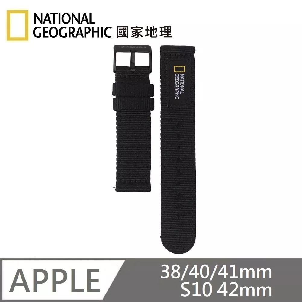 National Geographic 國家地理 Apple Watch Nato Strap 尼龍錶帶 適用 Apple Watch 38/40/41mm、S10 42mm - 黑色