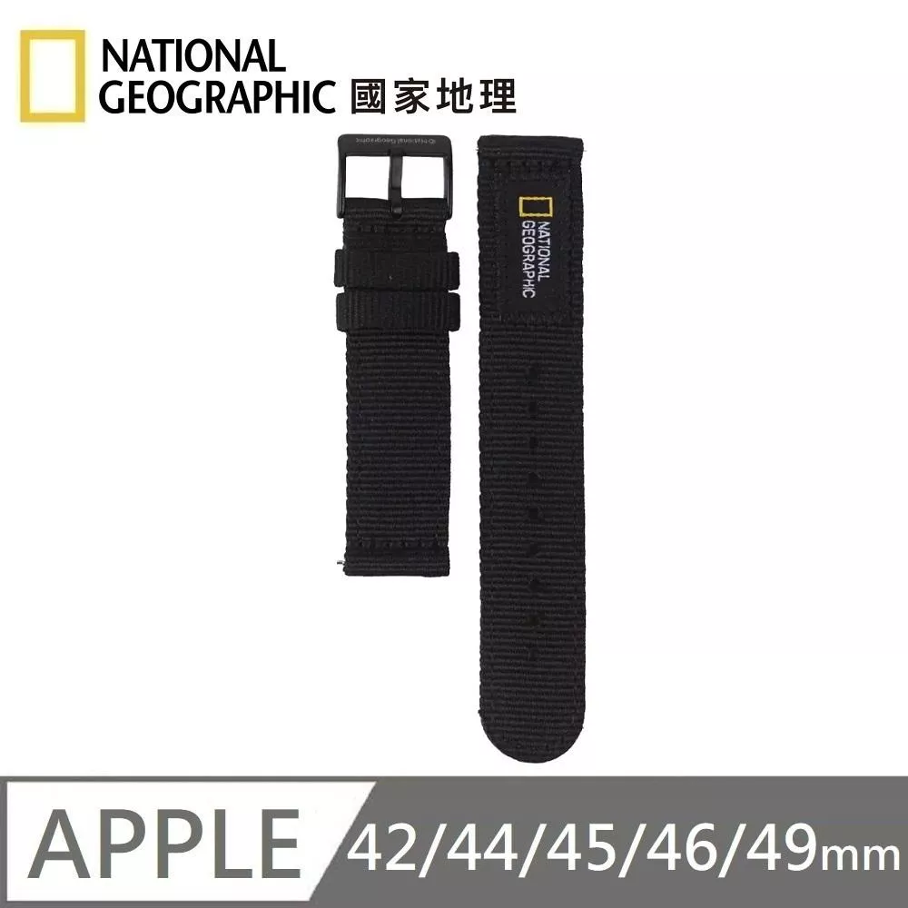 National Geographic 國家地理 Apple Watch Nato Strap 尼龍錶帶 適用 Apple Watch 42/44/45/46/49mm - 黑色