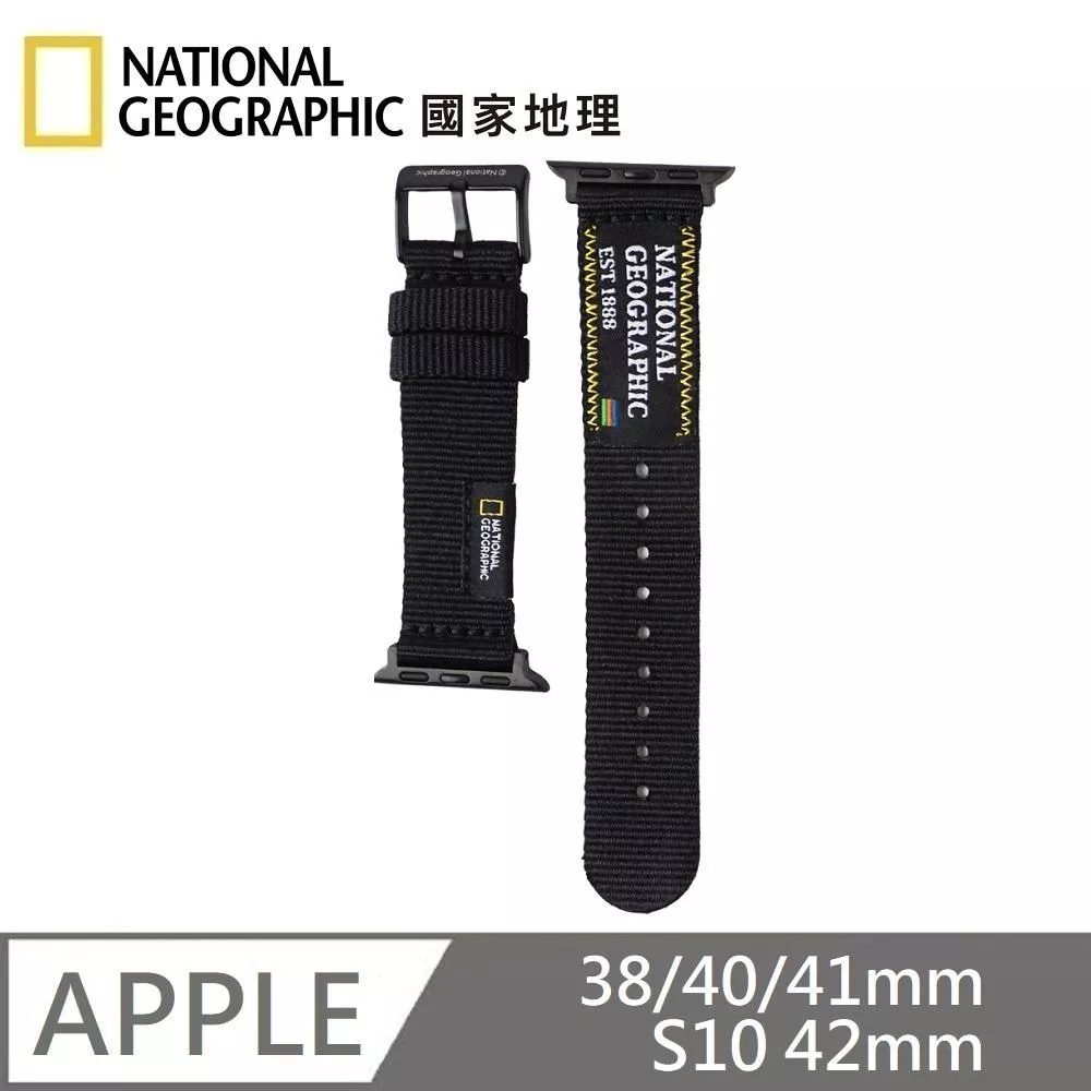 National Geographic 國家地理 Apple Watch Nato Slim Strap 潮流錶帶 適用 Apple Watch 38/40/41mm、S10 42mm - 黑色