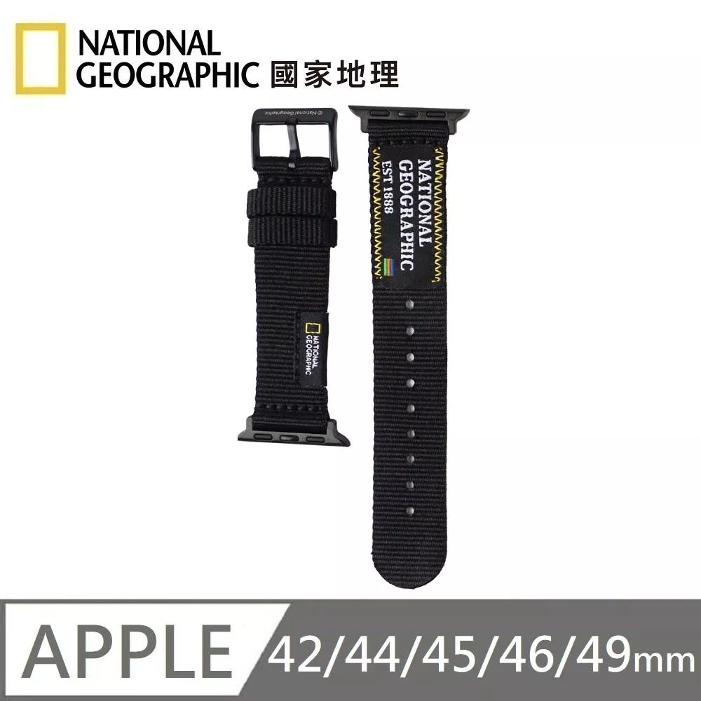 National Geographic 國家地理 Apple Watch Nato Slim Strap 潮流錶帶 適用 Apple Watch 42/44/45/46/49mm - 黑色