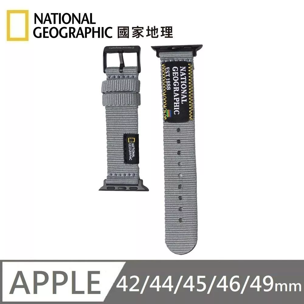 National Geographic 國家地理 Apple Watch Nato Slim Strap 潮流錶帶 適用 Apple Watch 42/44/45/46/49mm - 灰色