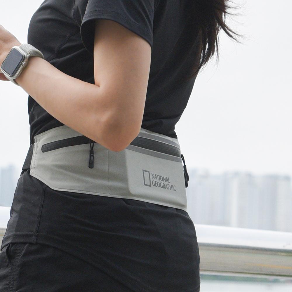 National Geographic 國家地理 Mobile Runnig Belt 隨行運動腰包 防潑水 跑步腰包 運動手機腰包 - 灰色