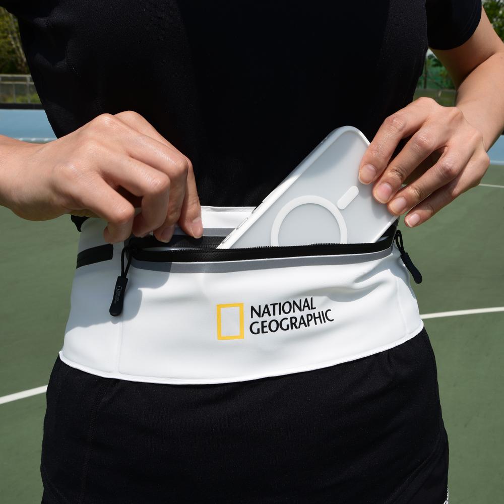 National Geographic 國家地理 Mobile Runnig Belt 隨行運動腰包 防潑水 跑步腰包 運動手機腰包 - 白色