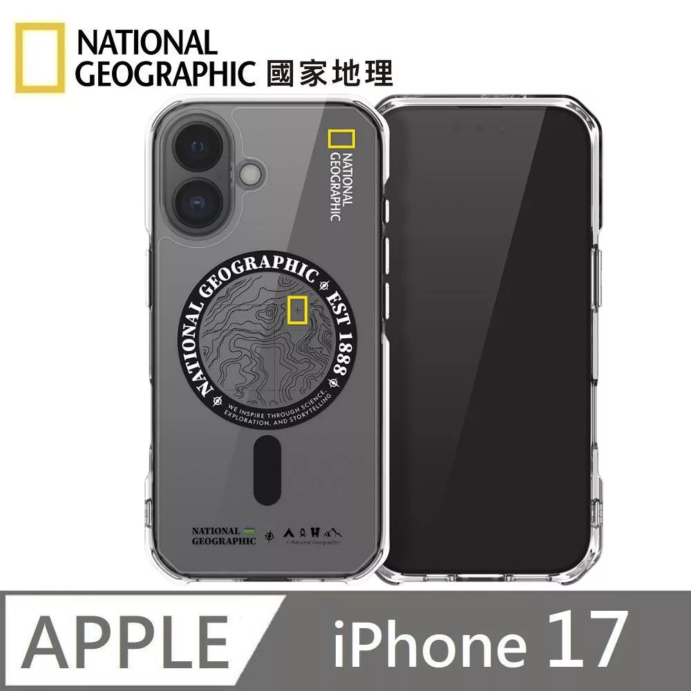National Geographic 國家地理 Rugged 磁吸防摔保護殼 Magsafe磁吸 適用 iPhone 17 - 地形黑