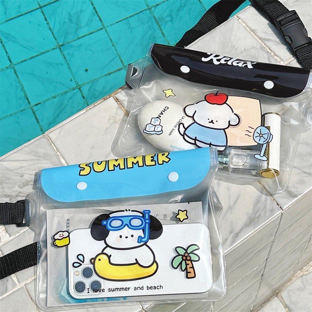 可愛透明防水戶外腰包 可愛卡通游泳手機袋 沙灘小包