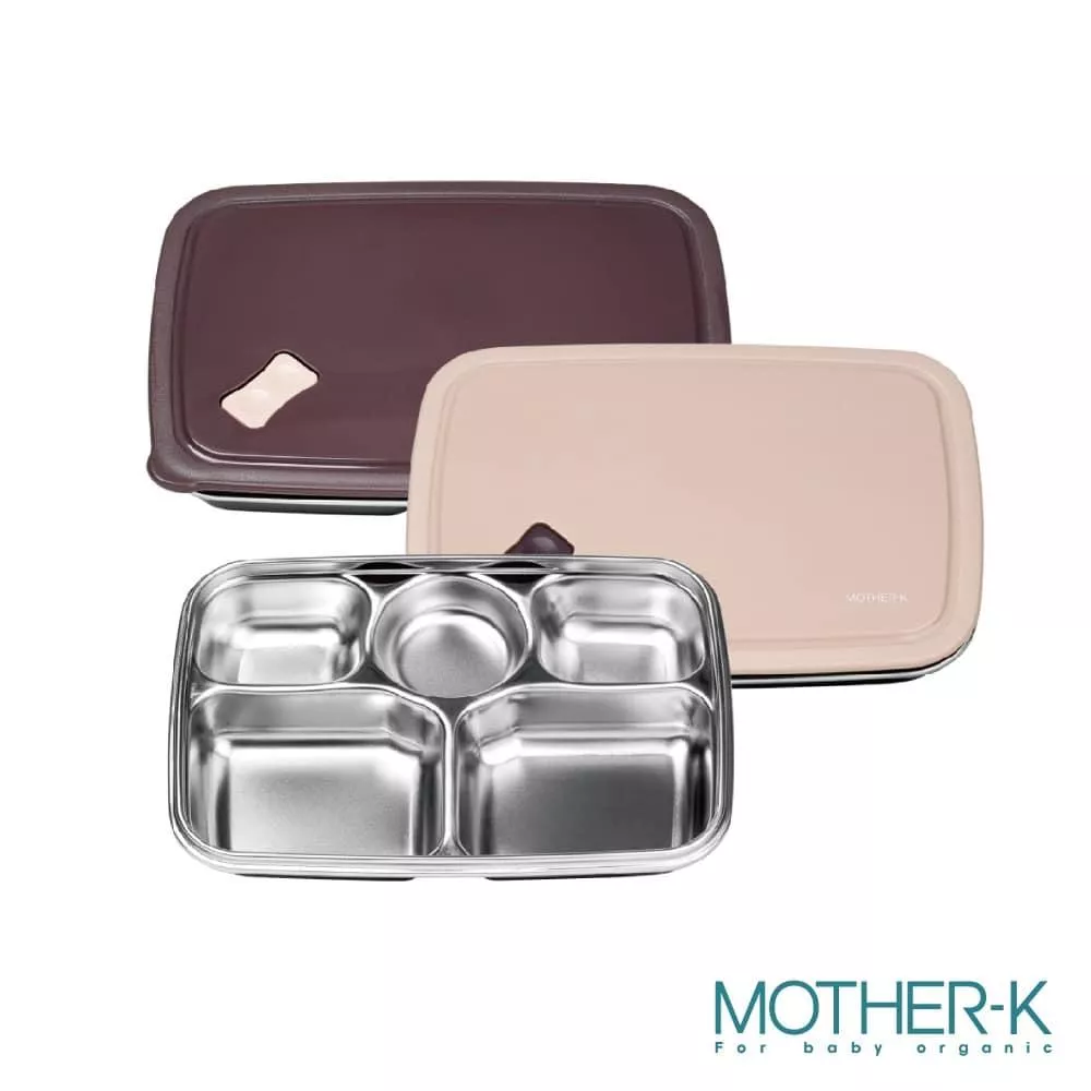 韓國MOTHER-K 輕奢不鏽鋼分格含蓋兒童餐盤3Y+