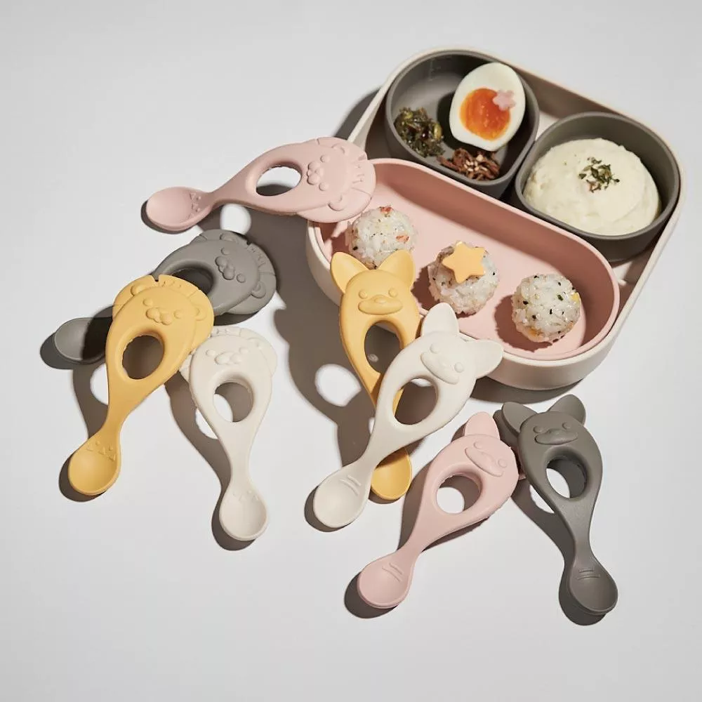 【MOTHER-K】鉑金矽膠學習湯匙 獅子/狐狸款(4m+)