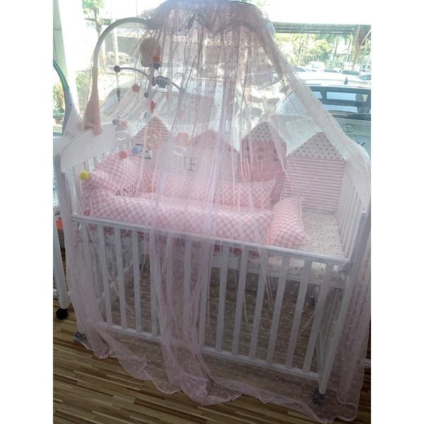 【vivibaby】台灣製嬰兒床蚊帳組(淡藍/淡粉/純白)