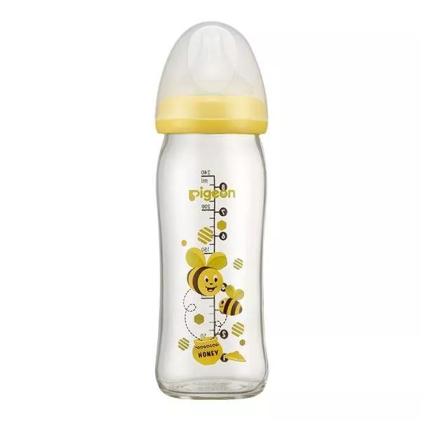 【Pigeon貝親】寬口母乳實感玻璃奶瓶240ml/彩繪款
