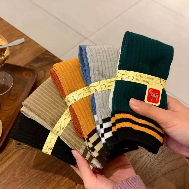 秋冬細條款二槓復古襪一組10雙裝(現貨)