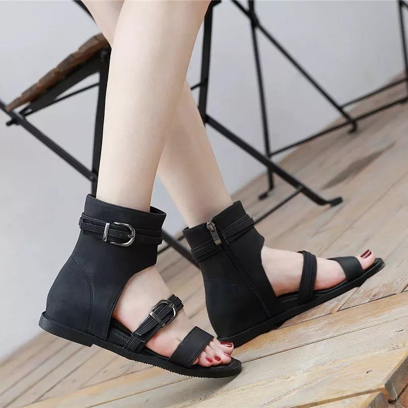 2025平底坡跟露趾皮帶扣涼鞋M478